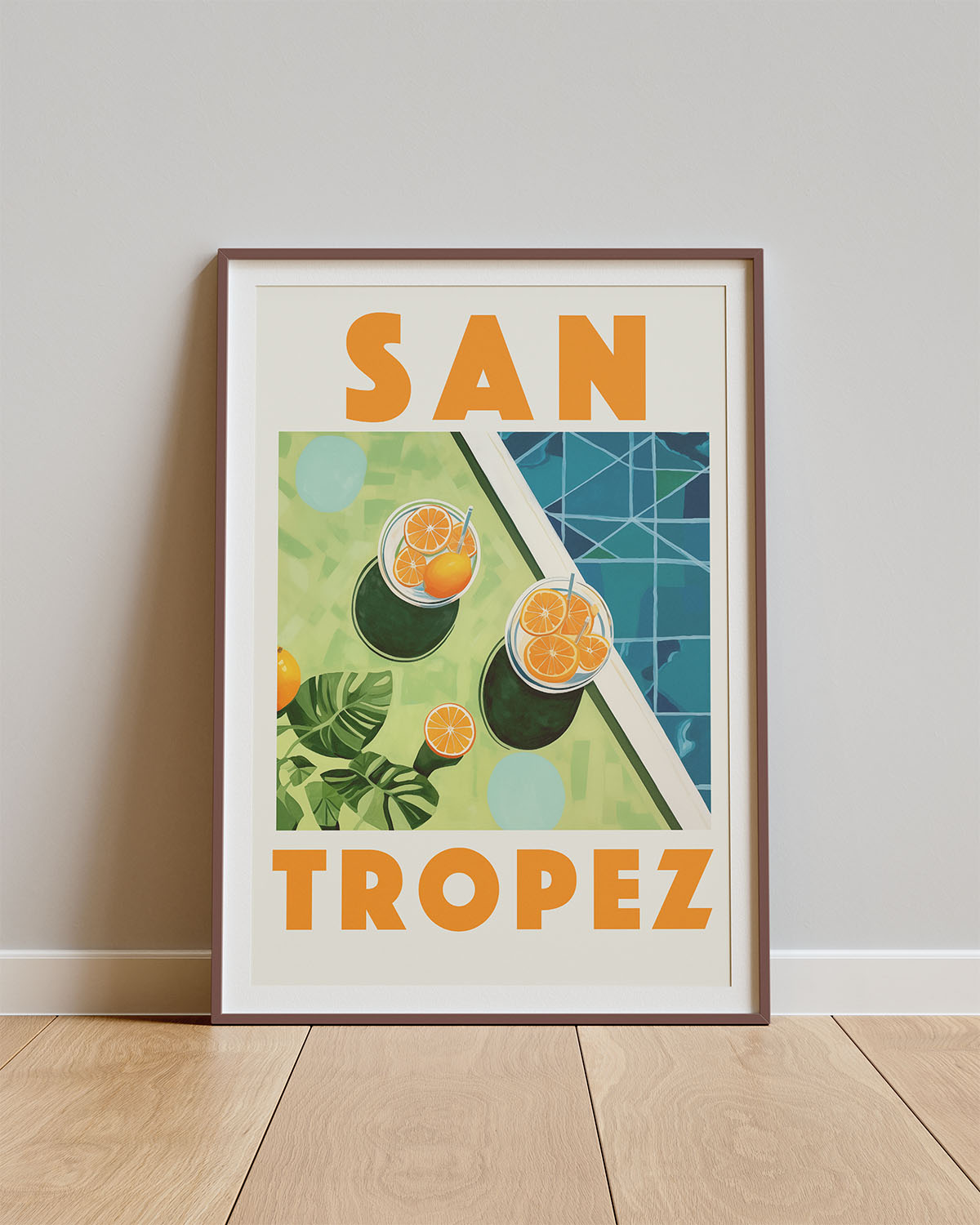 Poster San Tropez Splash – Zomerse cocktail bij het zwembad