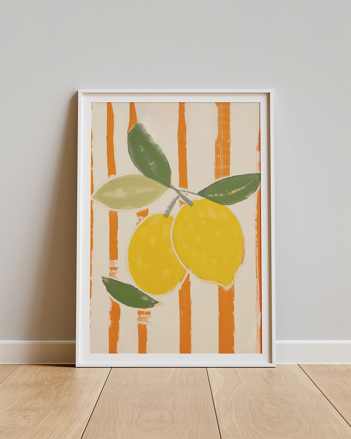 Poster Limoni Rustici – Citroenen met bladeren voor oranje strepen