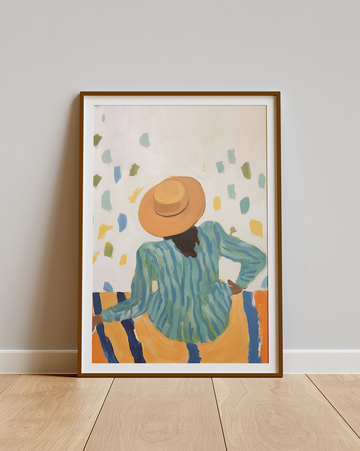 Poster Vista Italiana – Zomerse vrouw met hoed in verflook