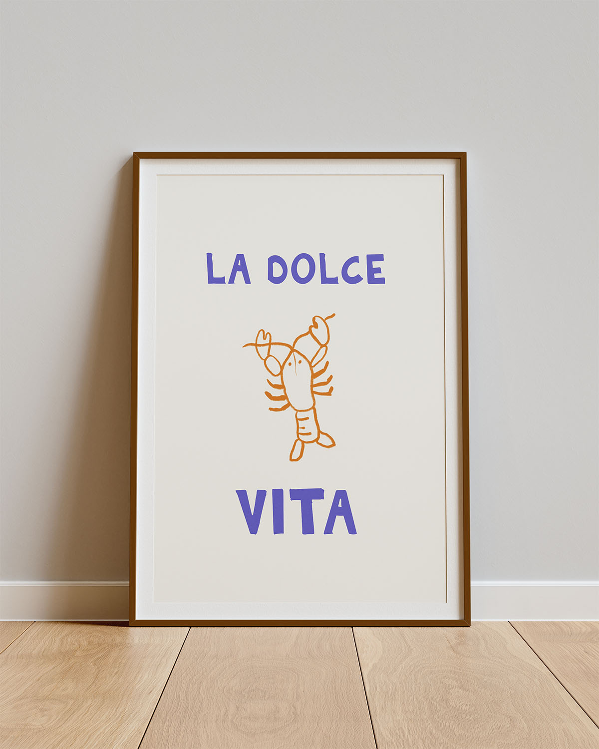 Poster La Dolce Lobster – Geschetste kreeft met zomerse flair
