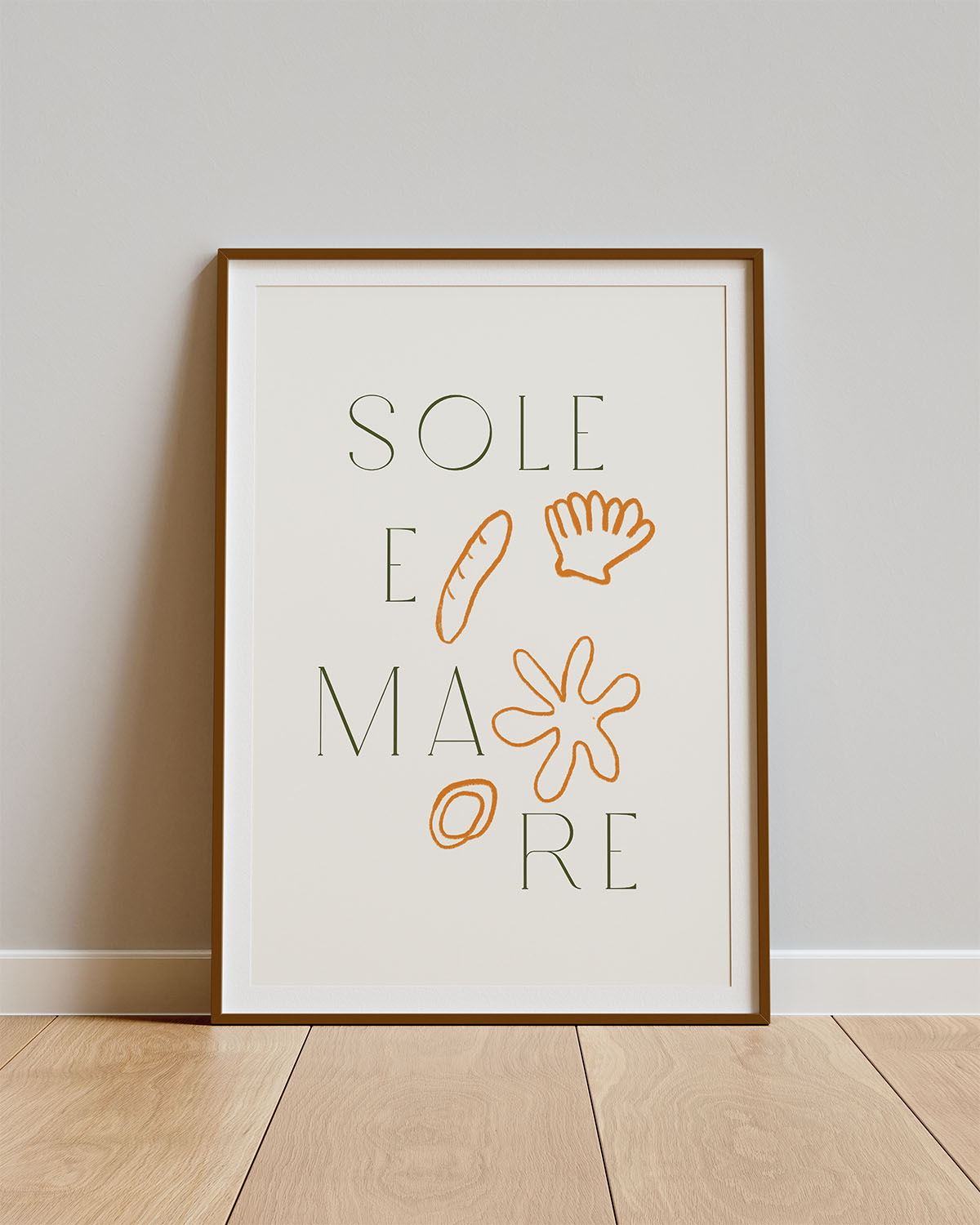 Poster Sole e Mare – Zon, zee en symbolen in speelse stijl