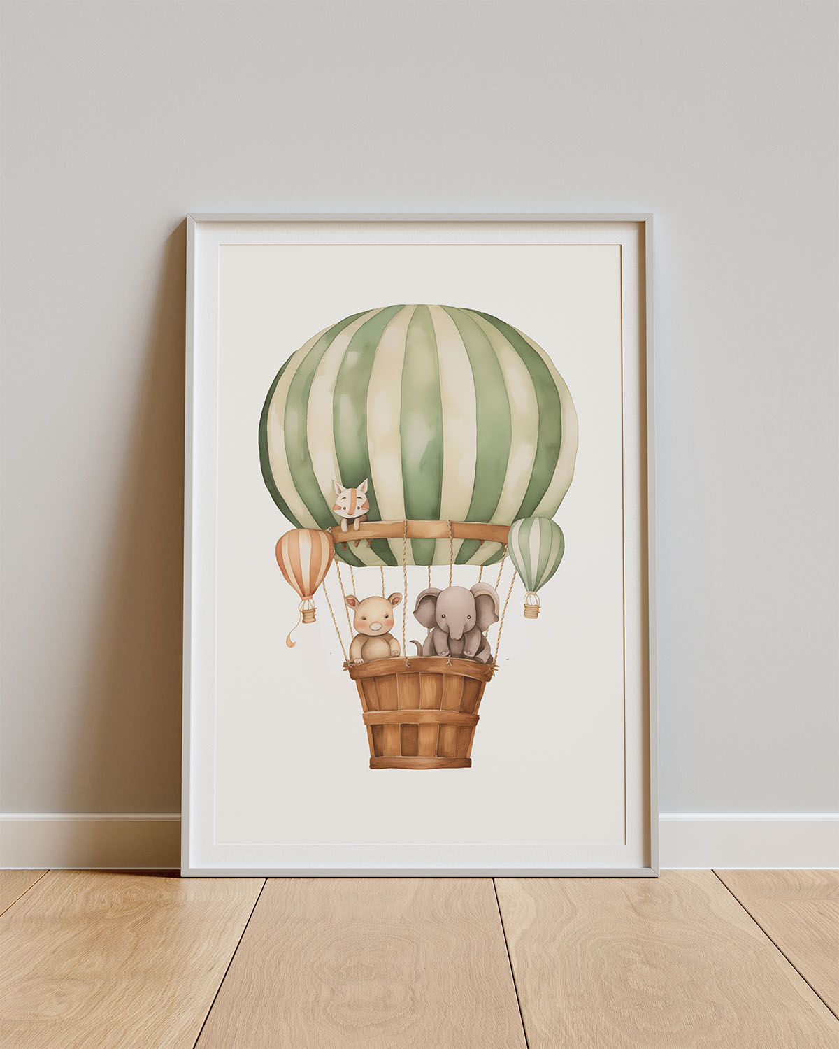 Poster Balloon Buddies – Luchtballon met olifant, beer en poes