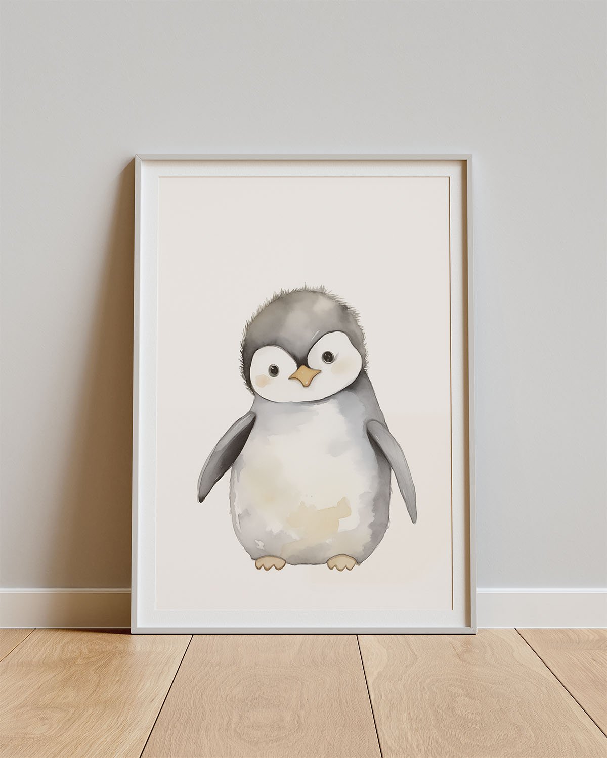 Poster Little Waddle – Schattige pinguïn in zachte aquarelstijl
