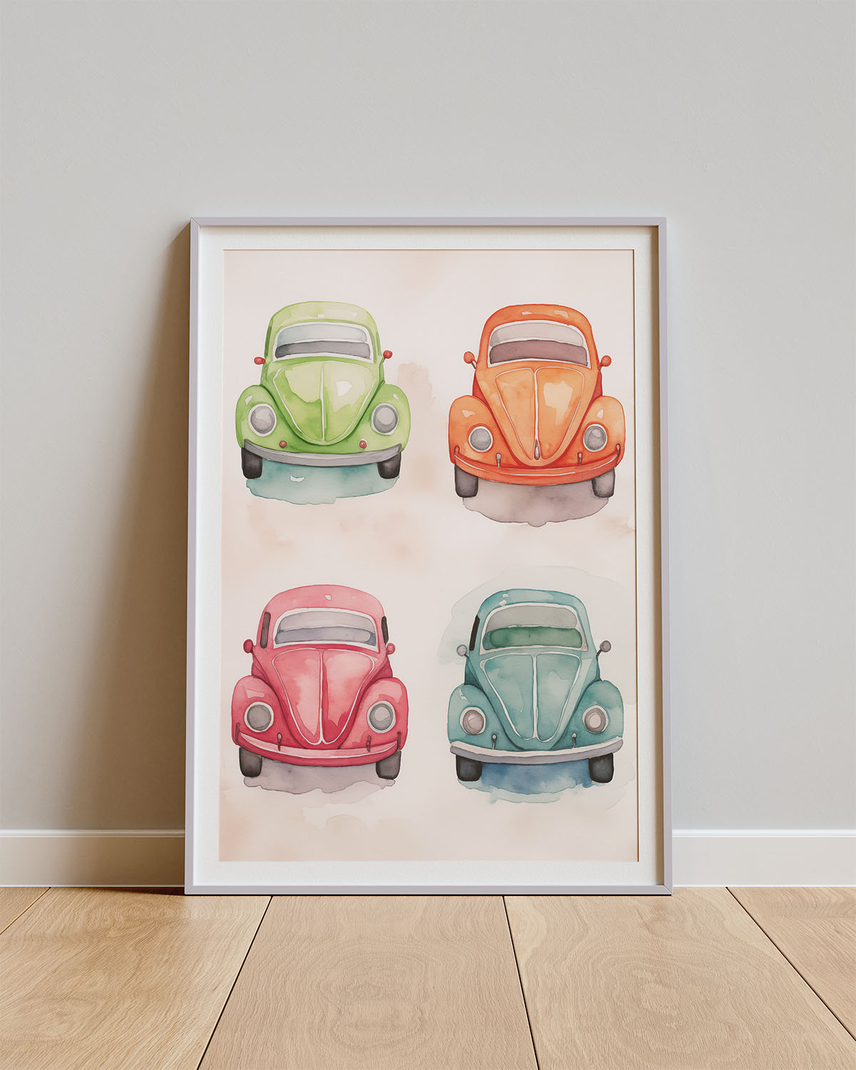 Poster Vintage Wheels – Kleurrijke klassiekers in rijtje