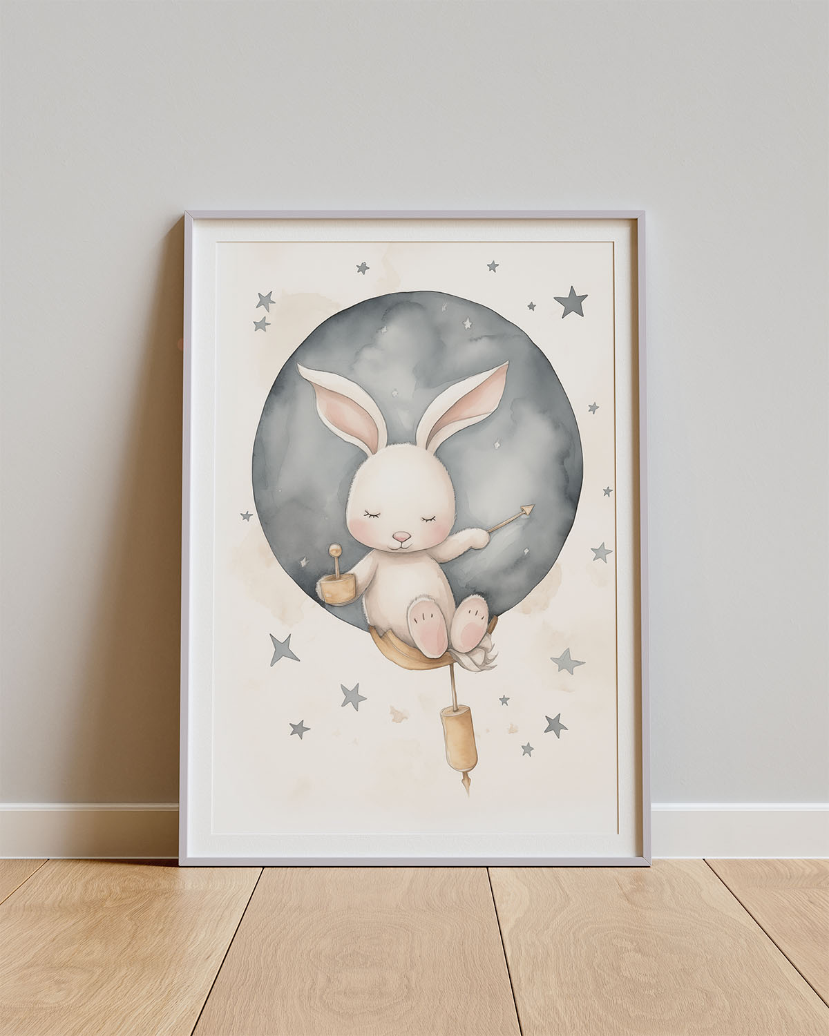 Poster Moon Bunny – Dromerig konijntje in nachtelijke sfeer