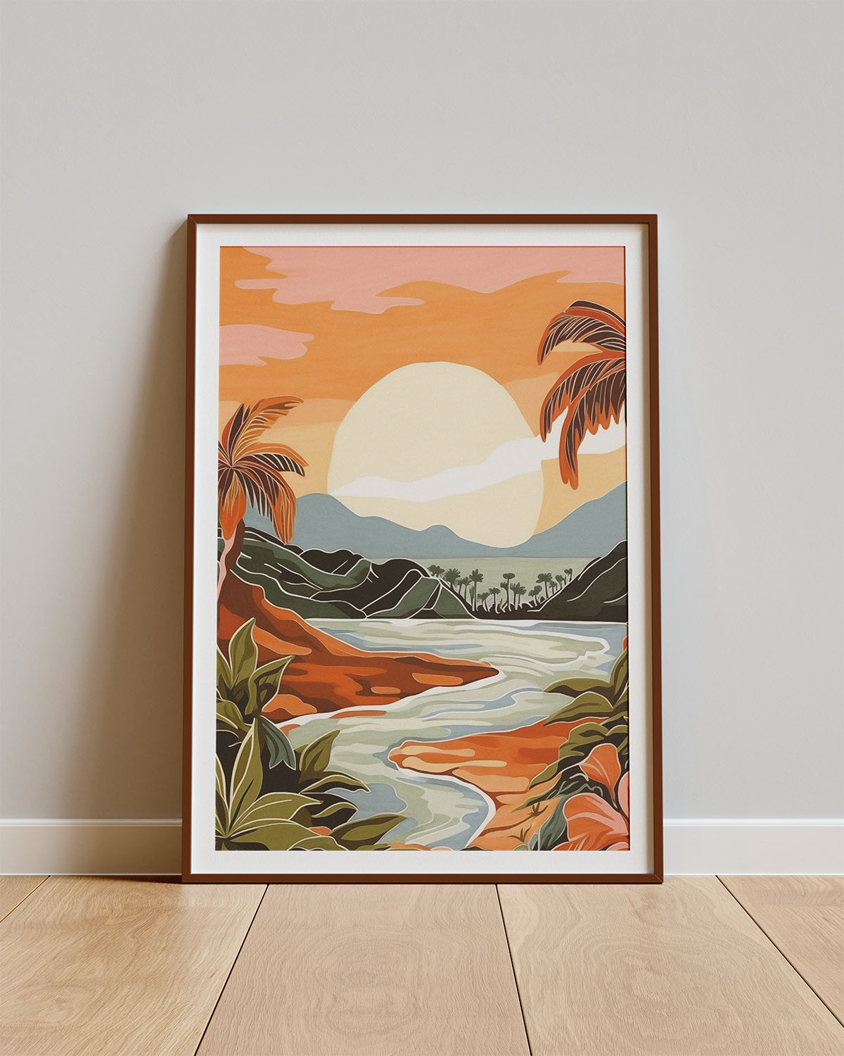 Poster Sunset Valley – Landschap in warme kleuren