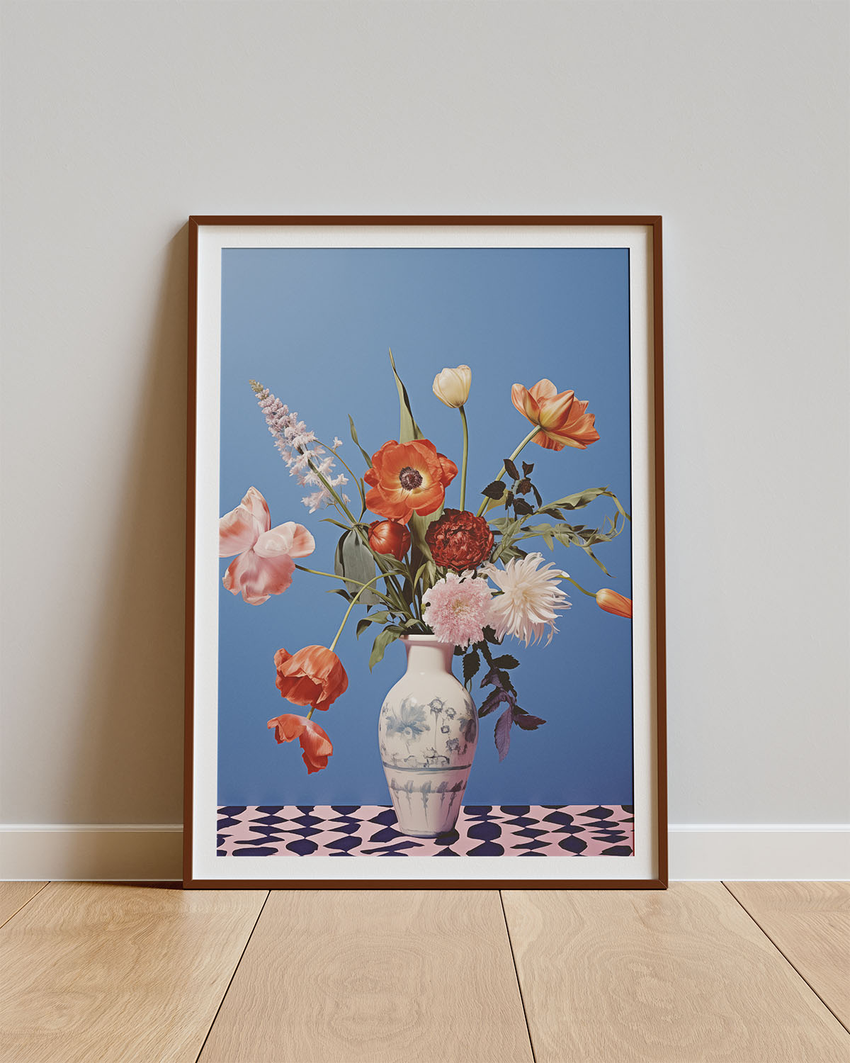 Poster Bloom Vase Blue II – Bloemenvaas op blauwe achtergrond